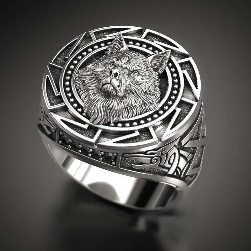 Norse Grey Wolf Ring